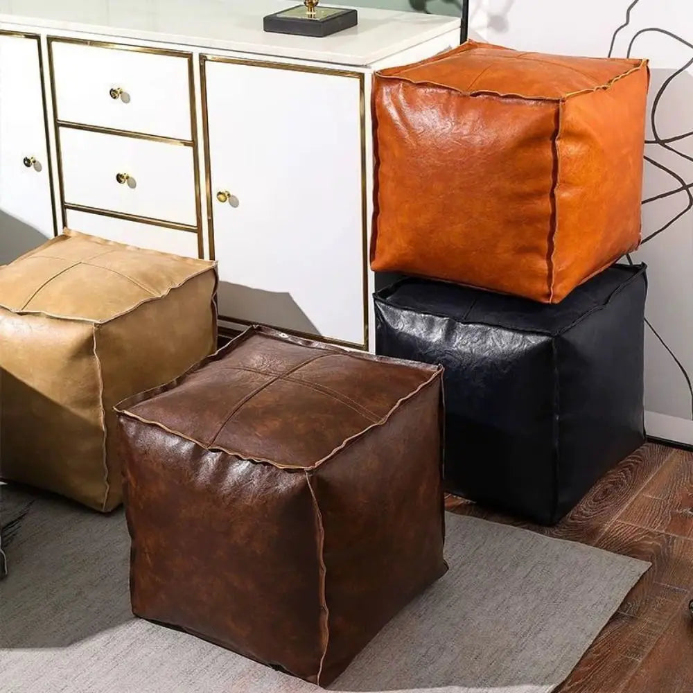 Nordic Style Non Slip Large Capacity Waterproof PU Leather Storage Stool Ottoman - MobilityBuy.com 