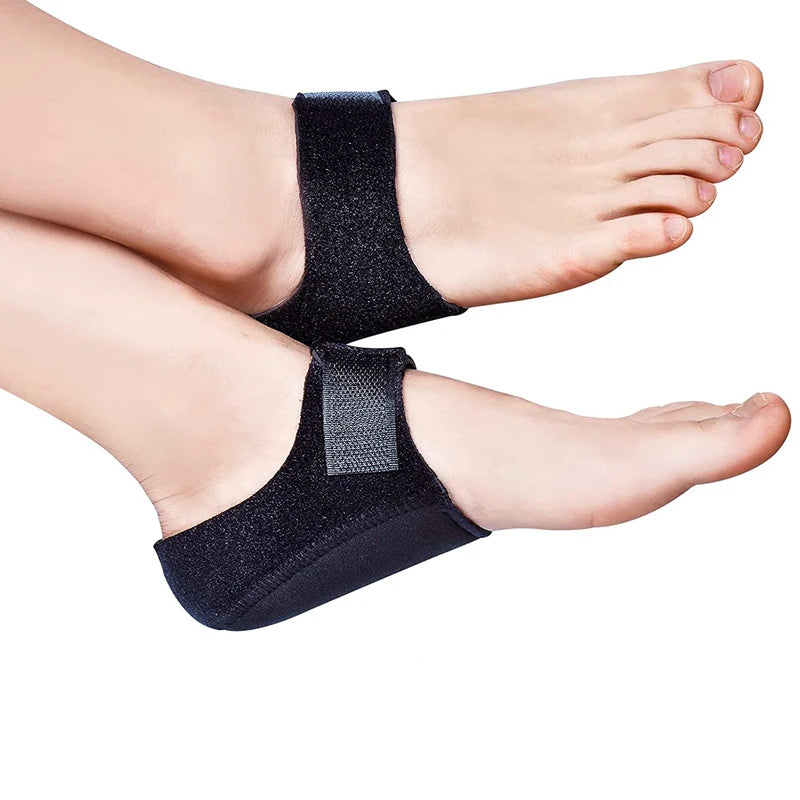 Gel heel cushion socks with heel cups for comfort and support, ideal for foot care and pain relief.