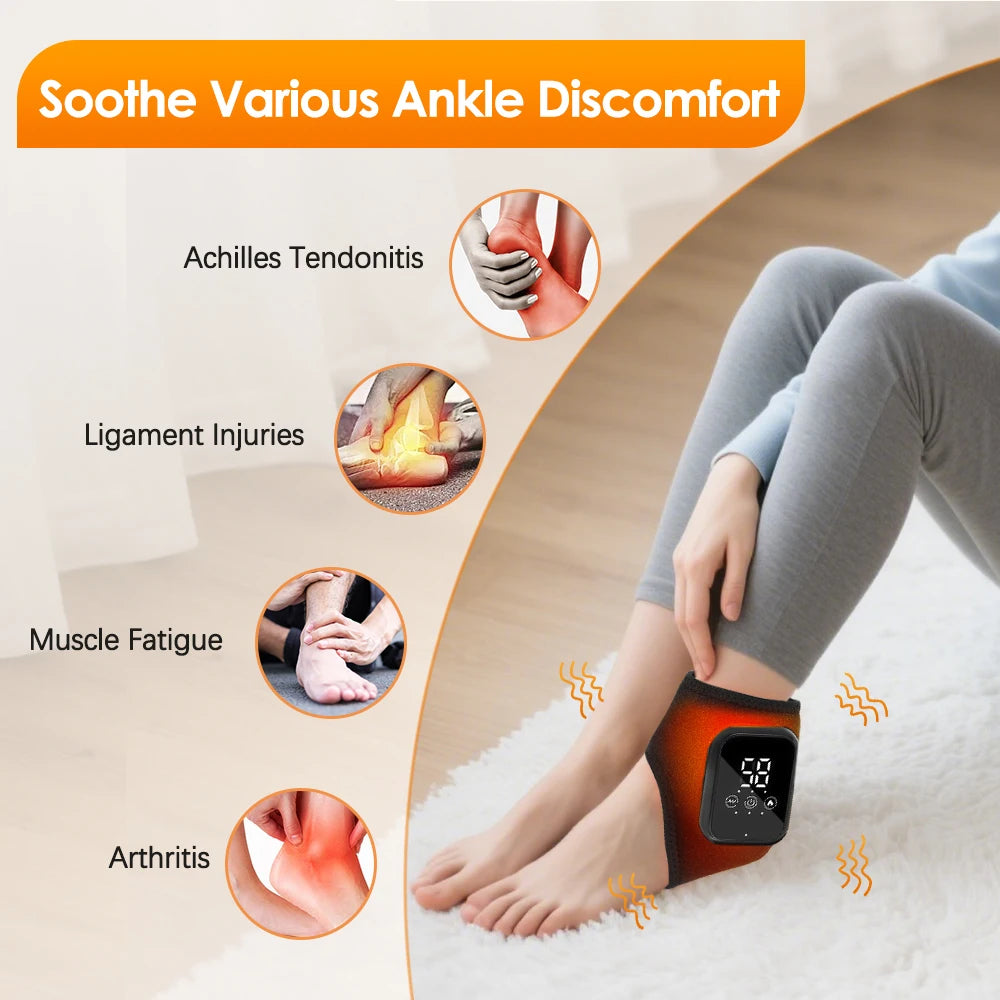 Cordless foot massager by Aliexpress, featuring a heating ankle guard and three vibration massage levels.