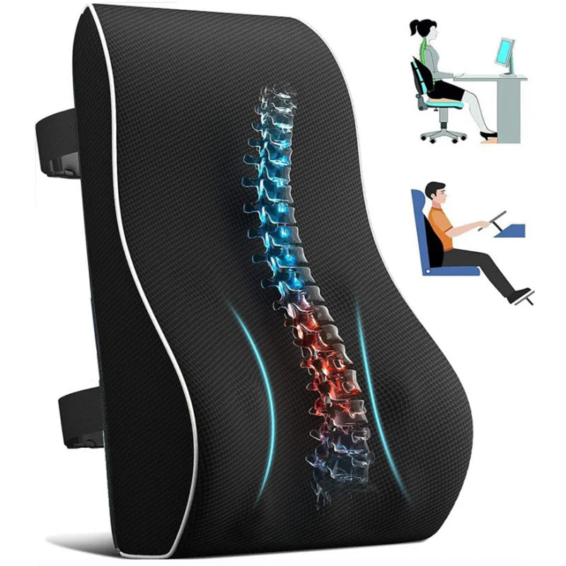 Lumbar Support Pillow Memory Foam Relieve Back Pain Seat - MobilityBuy.com 