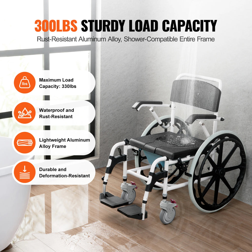 Shower Wheelchair Bathroom Adjustable Chair for Disabled Adult - MobilityBuy.com
