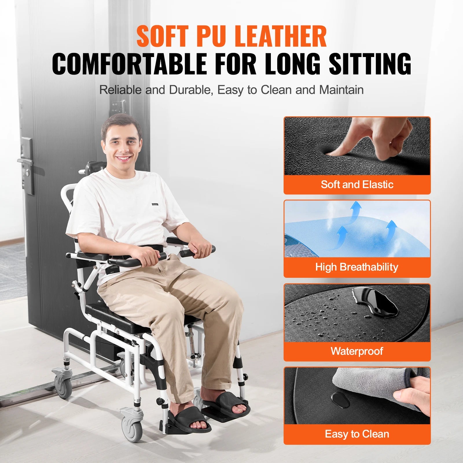 Shower Wheelchair -  17.5in Width Bathroom Wheelchair - MobilityBuy.com