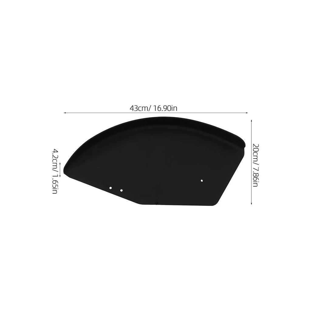 Black ABS wheelchair side wind guard shield, curved skirt board with mounting holes, 43 cm long