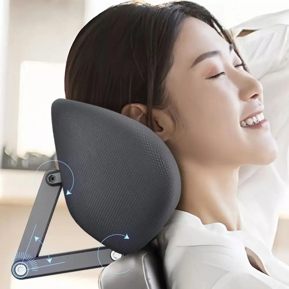 Attachable Chair Headrest Cushion Ergonomic Adjustable Neck Support Pillow Black - MobilityBuy.com 