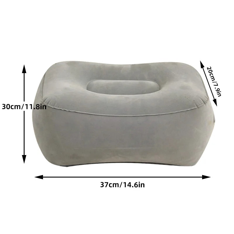 Inflatable footrest pad by MobilityBuy.com, gray portable backrest foot pillow for home, travel and work, 37 cm long