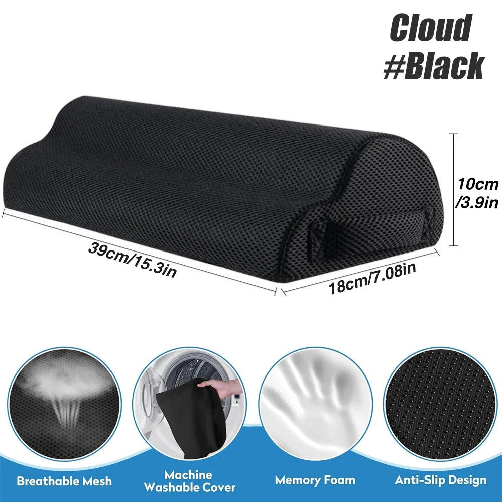 Memory Foam Office Foot Rest by MobilityBuy.com, black under-desk foot stool with breathable mesh cover