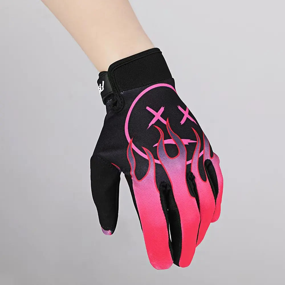 Personality Flame Wheelchair Glitz Riding dirt bike long finger touch screen gloves