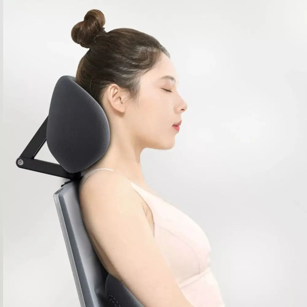 Attachable Chair Headrest Cushion Ergonomic Adjustable Neck Support Pillow Black - MobilityBuy.com 