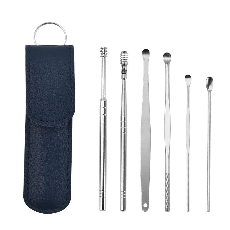 Effective earwax cleaning tool set including various wax removal tools by MobilityBuy, showing sleek design and functionality.
