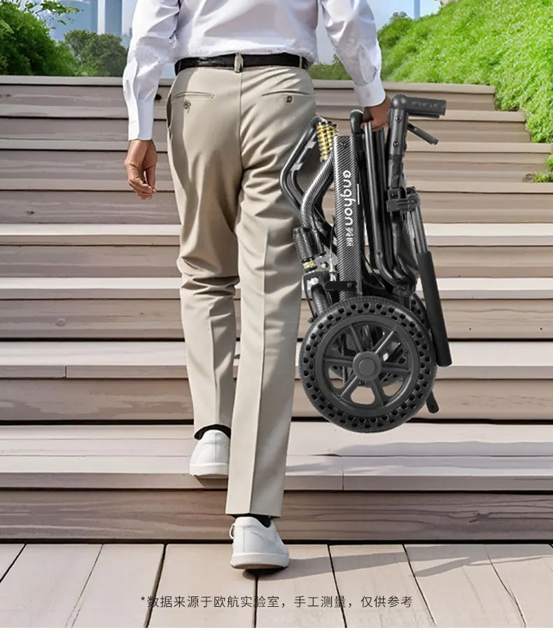 Small foldable, lightweight wheelchair - travel, portable trolley for airplanes - MobilityBuy.com