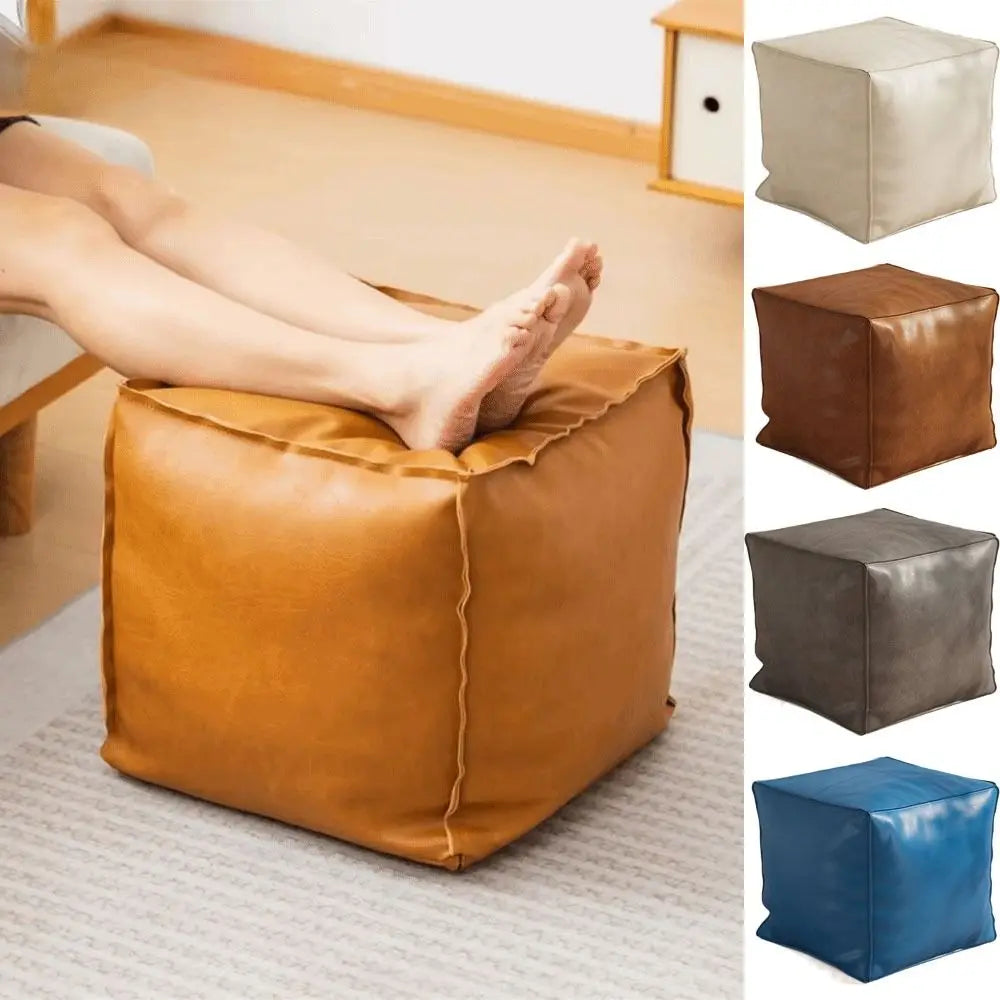 Nordic Style Non Slip Large Capacity Waterproof PU Leather Storage Stool Ottoman - MobilityBuy.com 