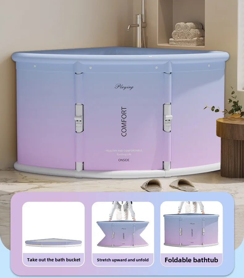 2025 Folding Fan Shaped Corner Spa Bathtub Space Saving Home Bath - MobilityBuy.com 