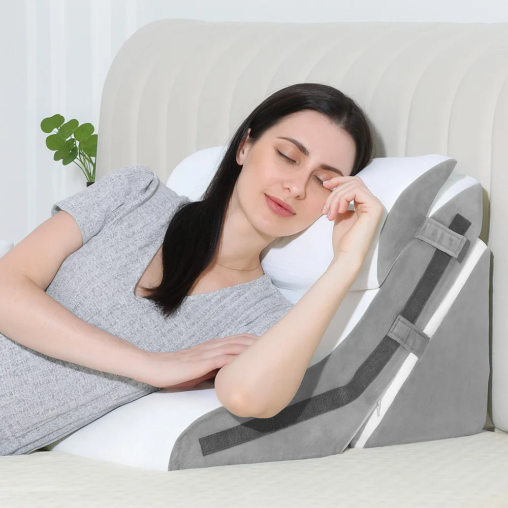 Three In One Memory Foam Wedge Pillow Set For Neck Pain Relief And Acid Reflux - MobilityBuy.com 