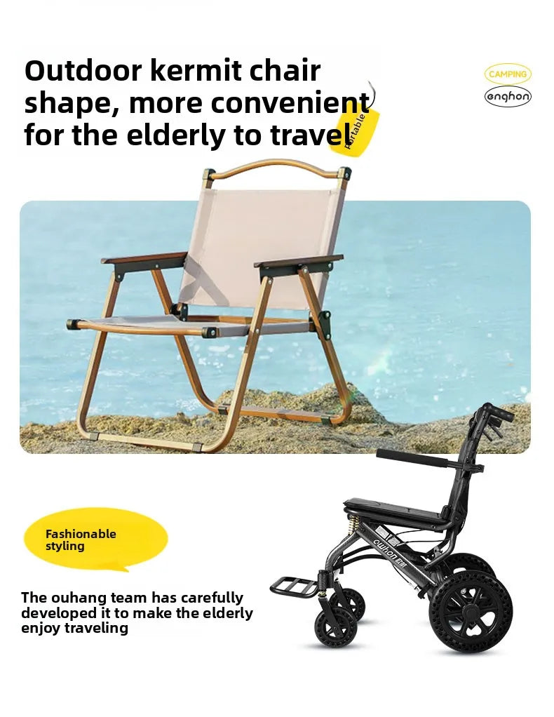 Small foldable, lightweight wheelchair - travel, portable trolley for airplanes - MobilityBuy.com
