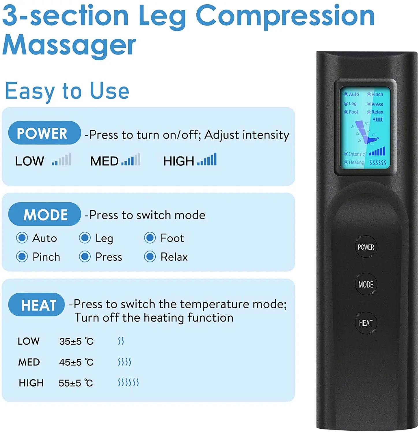 Air pressure leg massager blood circulationr, muscle relaxation - Electric Massagers from air pressure message
