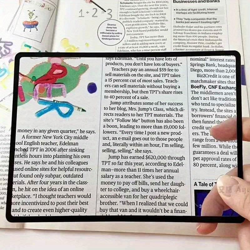 Black frame ultra-thin A4 magnifying glass, large print viewer from MobilityBuy, featuring a full-page size lens.