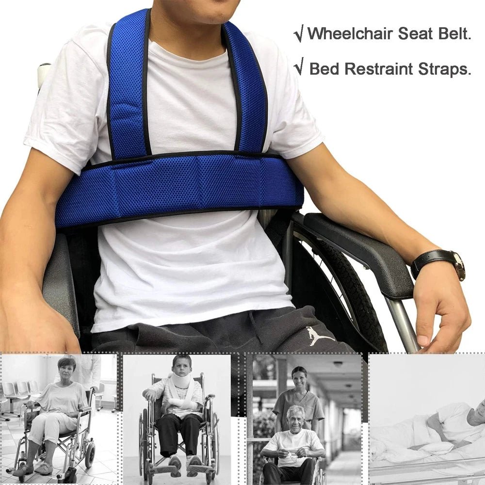 Adjustable Wheelchair Safety Seat Belt With Shoulder Straps For Patients - MobilityBuy.com 