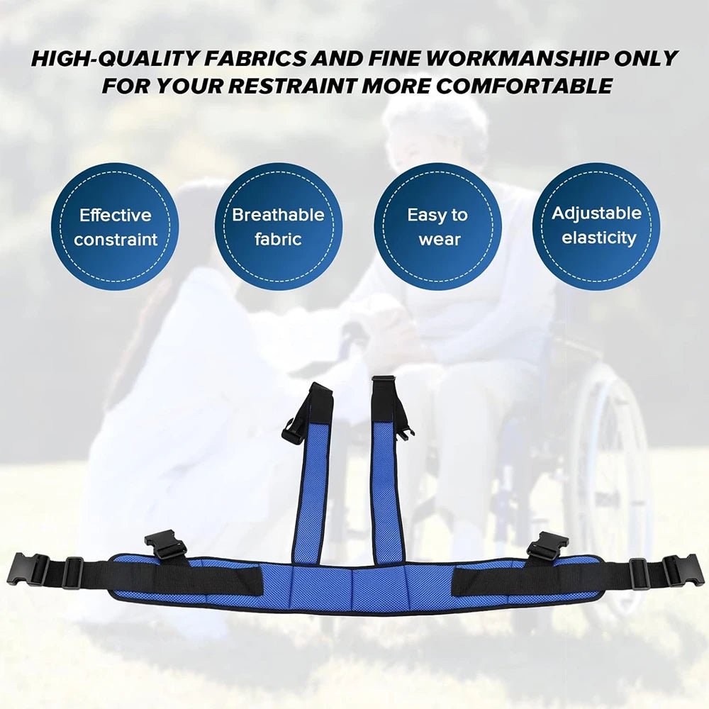 Adjustable Wheelchair Safety Seat Belt With Shoulder Straps For Patients - MobilityBuy.com 