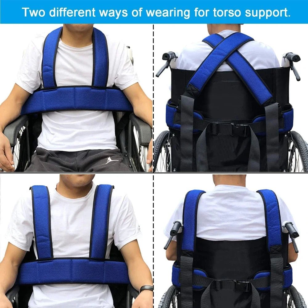 Adjustable Wheelchair Safety Seat Belt With Shoulder Straps For Patients - MobilityBuy.com 