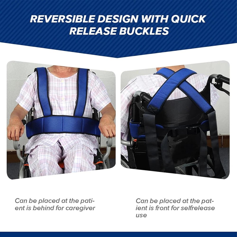 Adjustable Wheelchair Safety Seat Belt With Shoulder Straps For Patients - MobilityBuy.com 