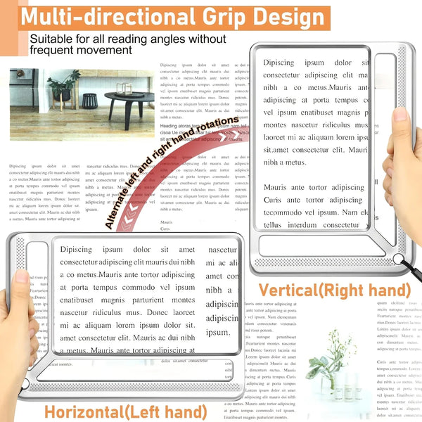 4X large magnifying glass with LED lights, USB rechargeable, ideal for low vision, by MobilityBuy.