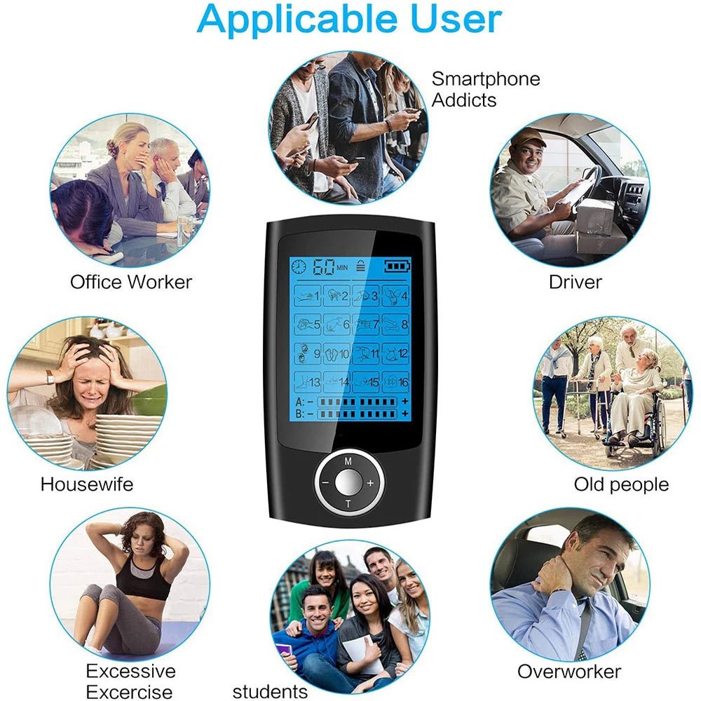 Electric EMS TENS Body Electromyostimulator, 2-channel, 16 massage modes - MobilityBuy.com 