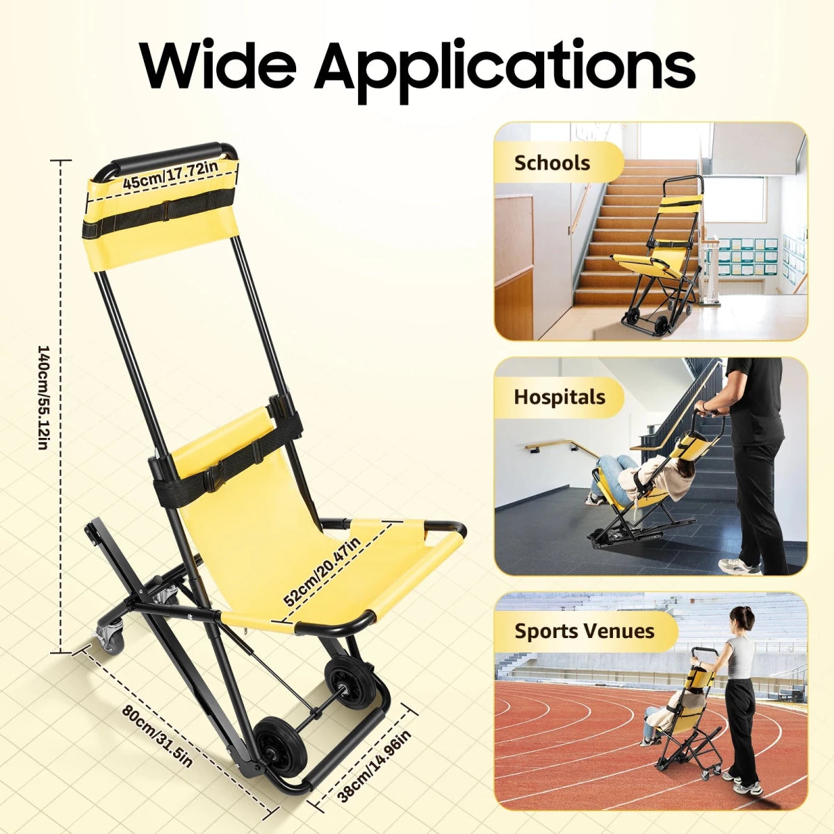 Folding Transfer Stair Chair For Evacuation With 350.53 Lbs Capacity - MobilityBuy.com 