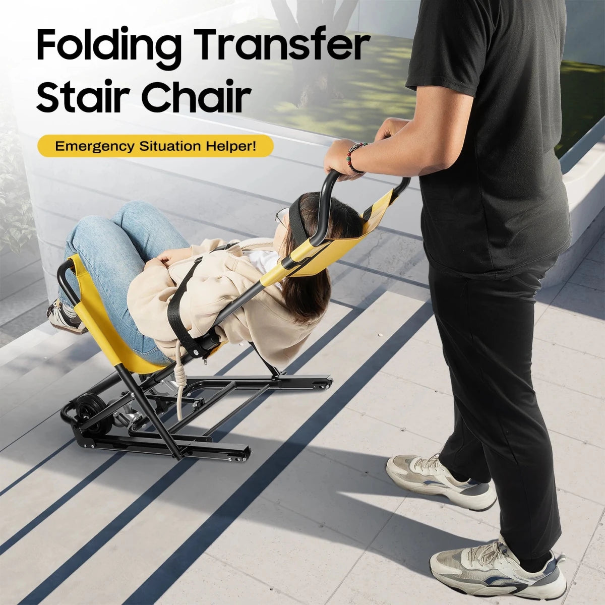 Folding Transfer Stair Chair For Evacuation With 350.53 Lbs Capacity - MobilityBuy.com 