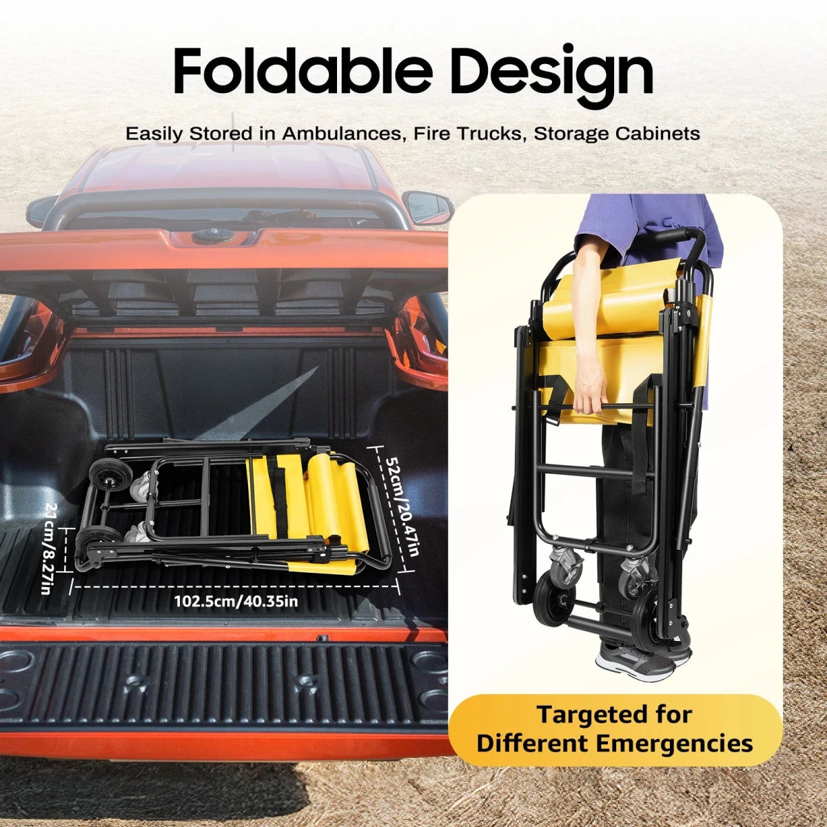 Folding Transfer Stair Chair For Evacuation With 350.53 Lbs Capacity - MobilityBuy.com 