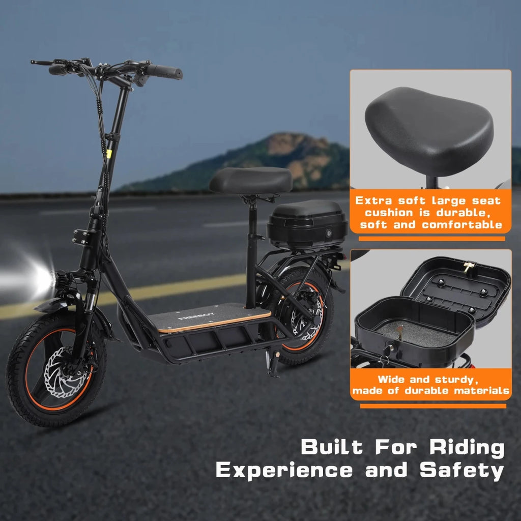 Freeboy H14 Foldable Adult Electric Scooter 750W 48V 18Ah Battery 14 Inch Tire - MobilityBuy.com 