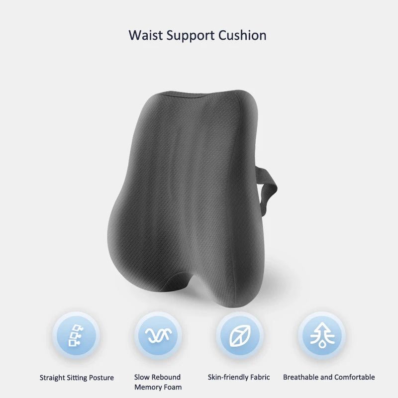 Memory Foam Seat Cushion Waist Back Support Pillow Set - MobilityBuy.com 