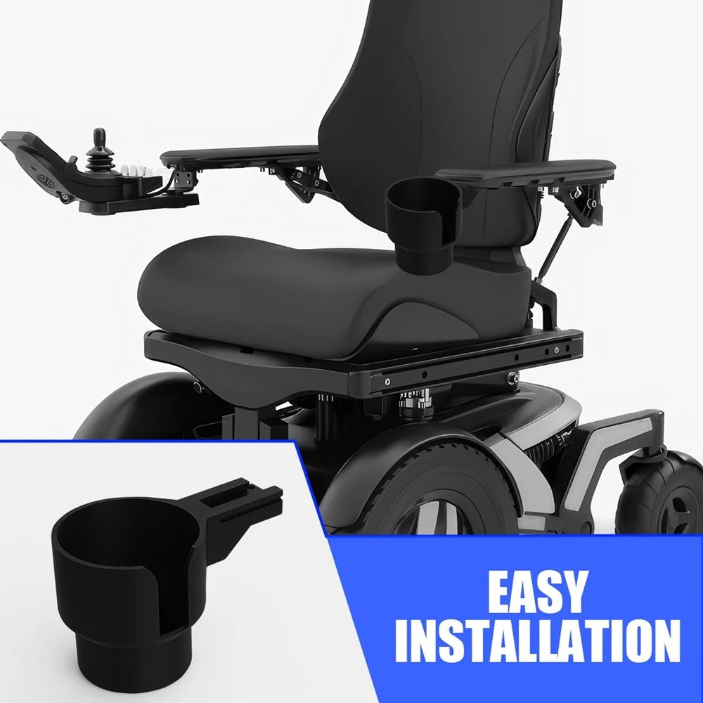 Permobil Electric Wheelchair Cup Holder And Telephone Basket Storage Box Set - MobilityBuy.com 