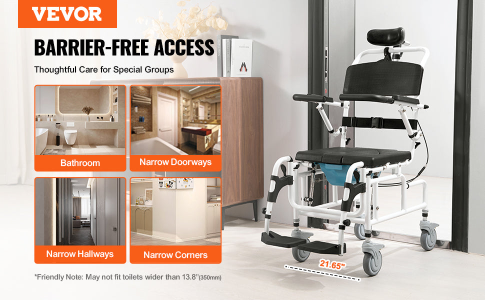 Shower Wheelchair -  17.5in Width Bathroom Wheelchair - MobilityBuy.com