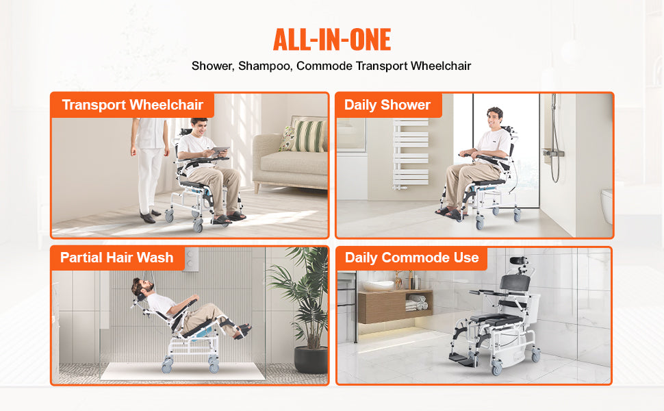 Shower Wheelchair -  17.5in Width Bathroom Wheelchair - MobilityBuy.com