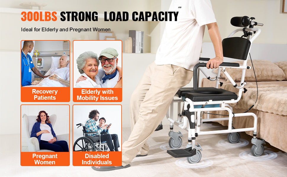 Shower Wheelchair -  17.5in Width Bathroom Wheelchair - MobilityBuy.com