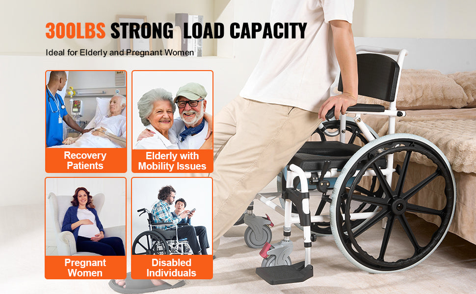 Shower Wheelchair Bathroom Adjustable Chair for Disabled Adult - MobilityBuy.com